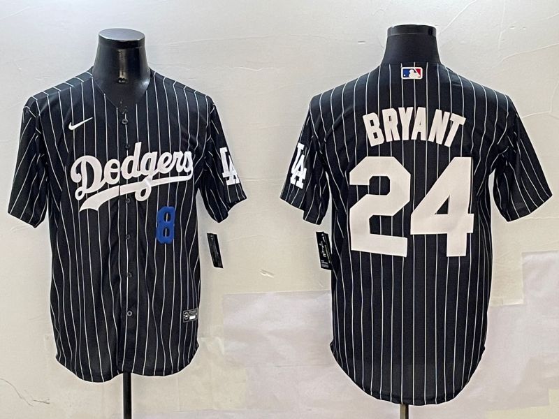Men Los Angeles Dodgers 24 Bryant Black Stripe Jointly Name 2025 Nike MLB Jersey style 2